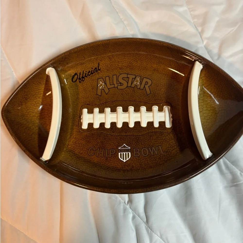 Vintage 1988 Official AllStar Sectioned Chip Bowl Dip Football Super Bowl Party